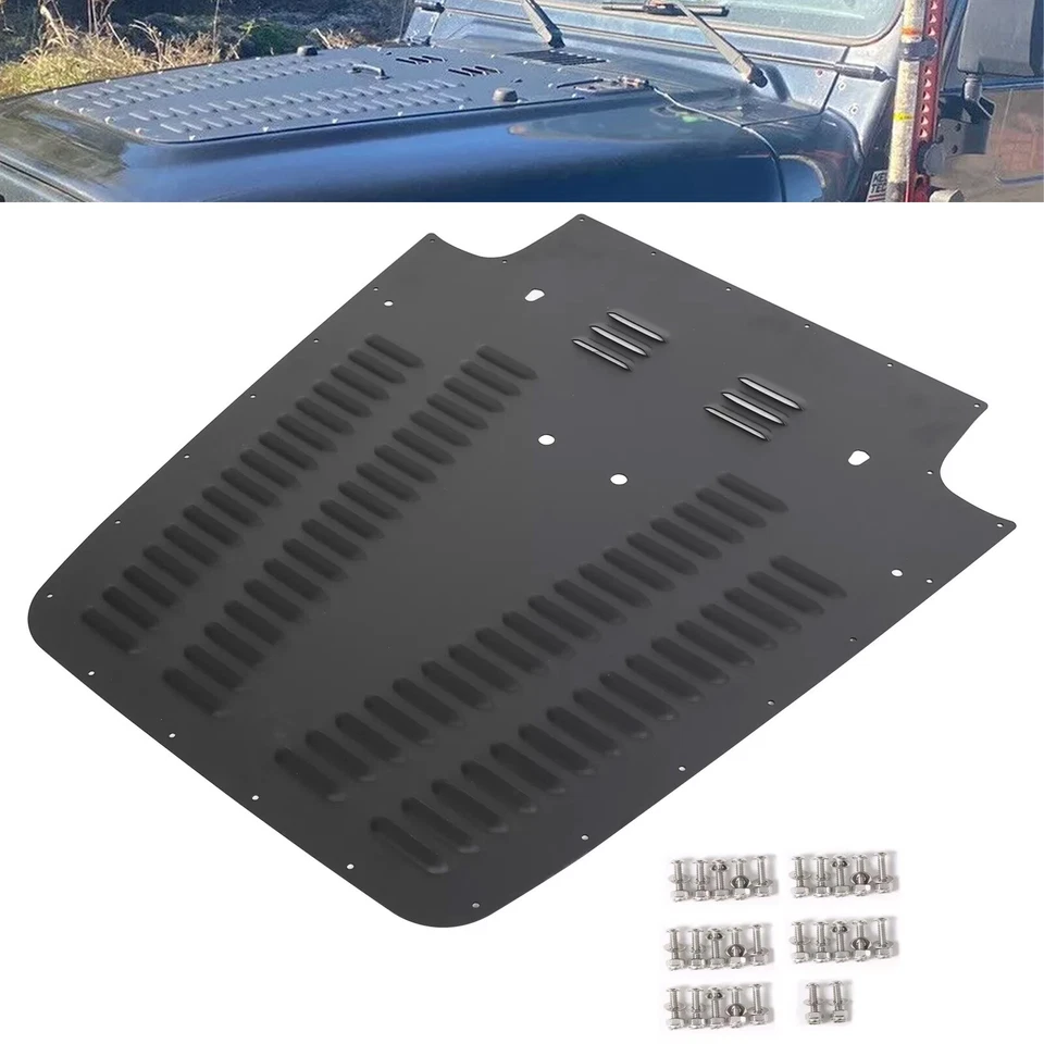 For 1997-2002 Jeep Wrangler TJ Aluminum Vented Hood Louver Black Powder coated Foto 2 de 4