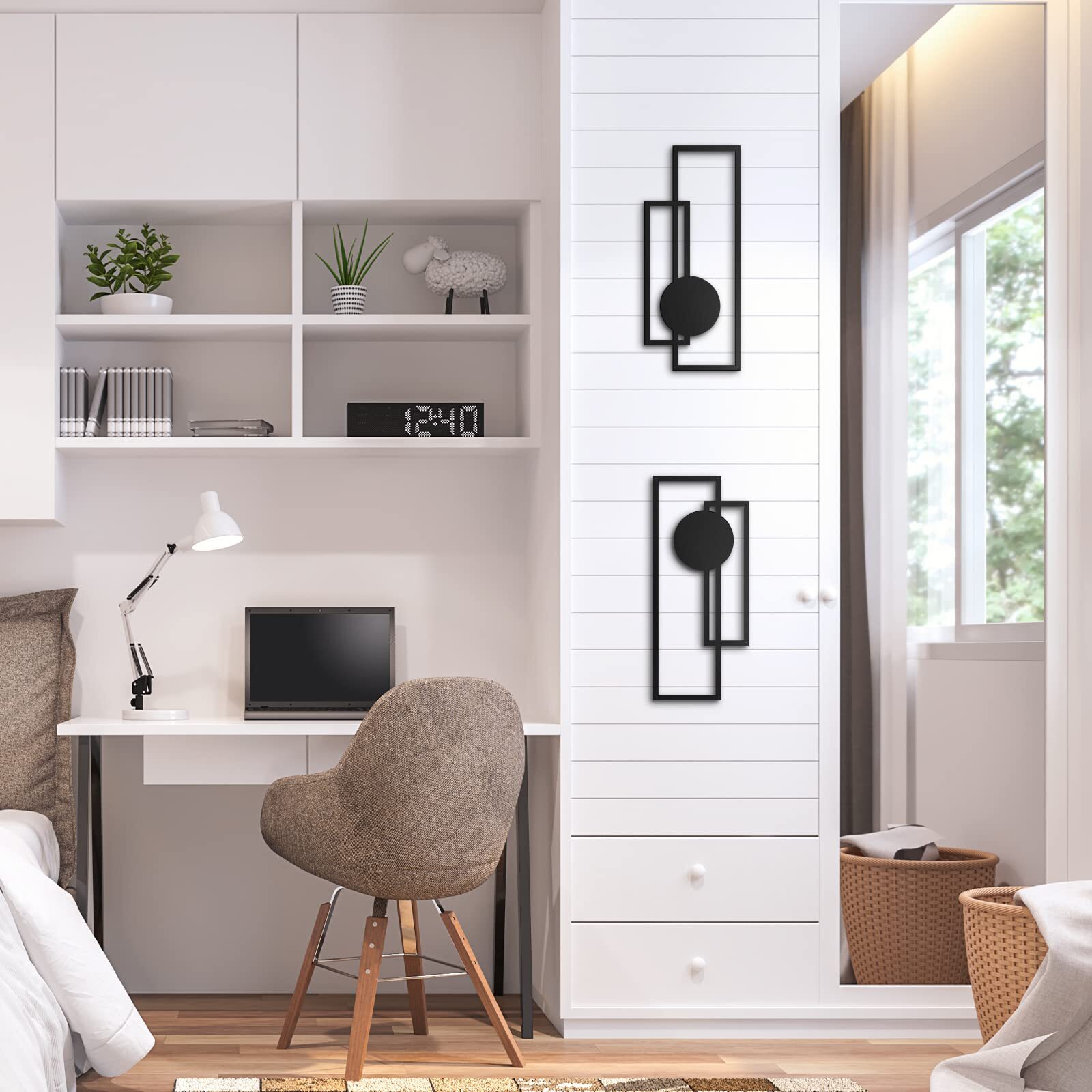 Metal Abstract Wall Art - Minimalist Geometric Decor for Living Room & Bath