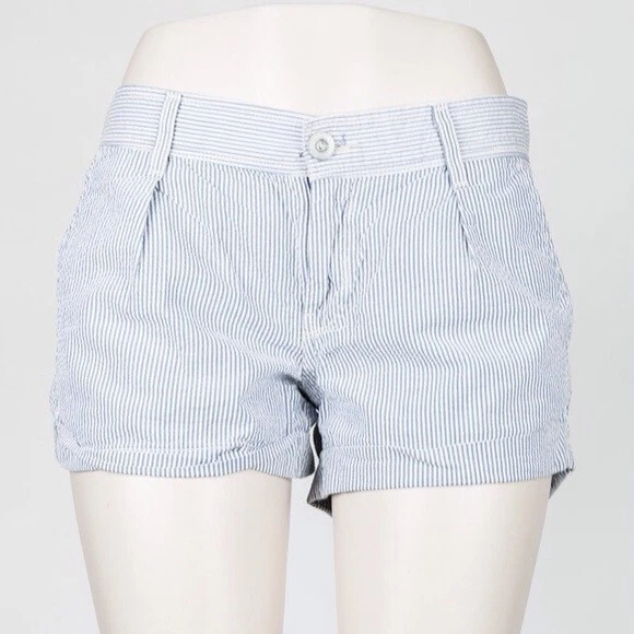 7 for all Mankind Tracy Seersucker Nautical Shorts Preppy Coastal Summer Sailor