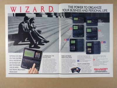 1991 Sharp Wizard & ZQ Electronic Organizers vintage print Ad