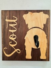 Custom Wood Inlay Dog Leash Holder