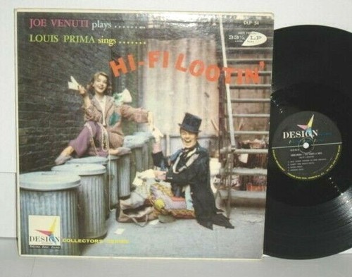JOE VENUTI Plays LOUIS PRIMA Sings HiFi Lootin' Hi Fi Lootin LP 1957 Design