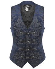 PUNKRAVE BLUE GOTHIC VAMPIRE VINTAGE PALACE PRINTING WESTERN STYLE VEST Y-452