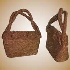 Vintage 1940s Purse Copper Carnival Micro Beaded Mad Men Style Evening Handbag