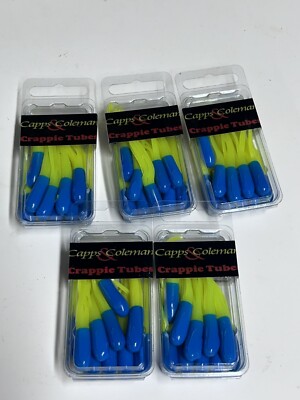 Lot 5 Southern Pro Caps & Coleman Crappie Tube 2'' Blue/Chartreuse Glow