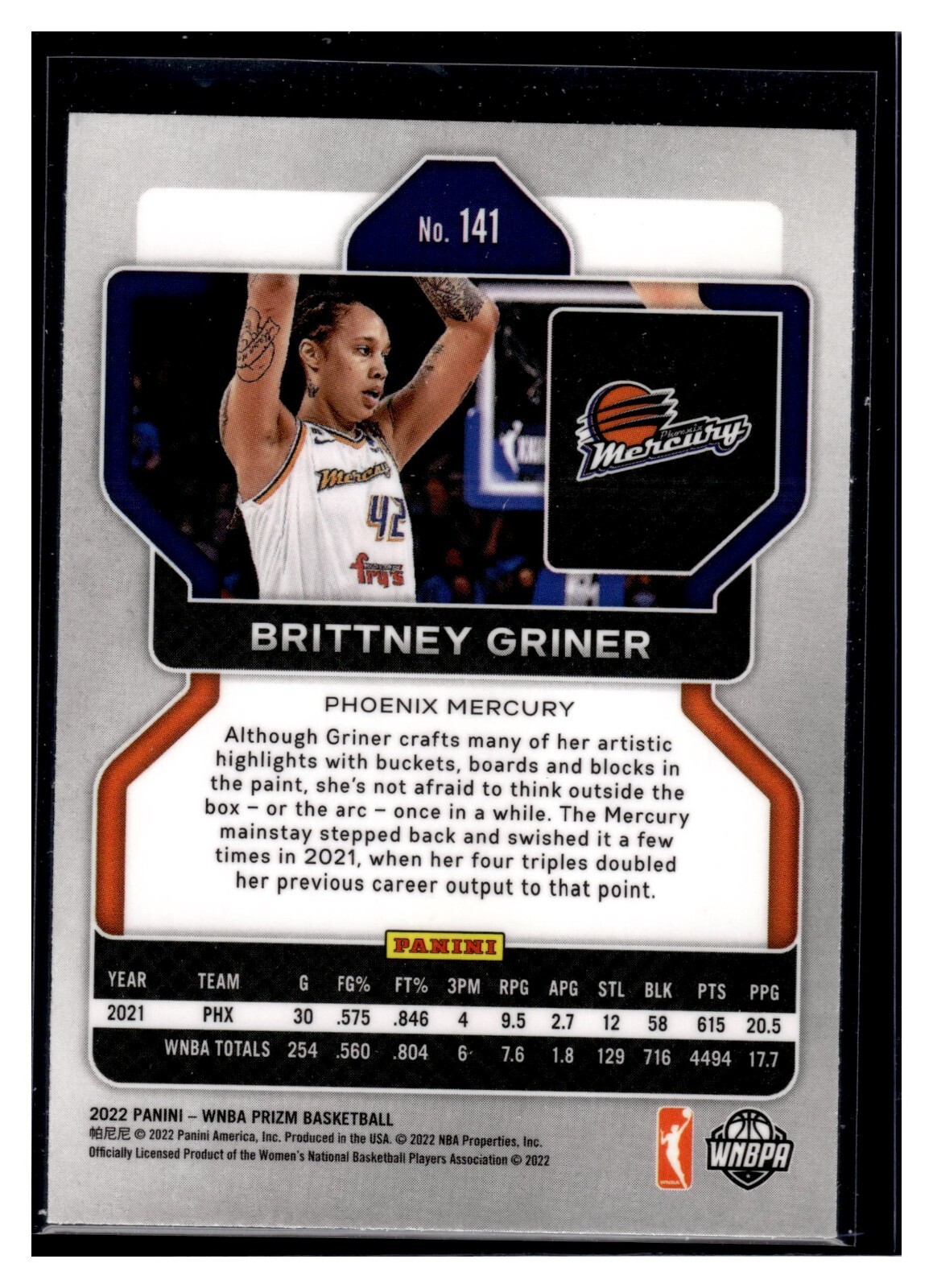 2022 Panini Prizm WNBA Basketball 141 Brittney Griner Phoenix