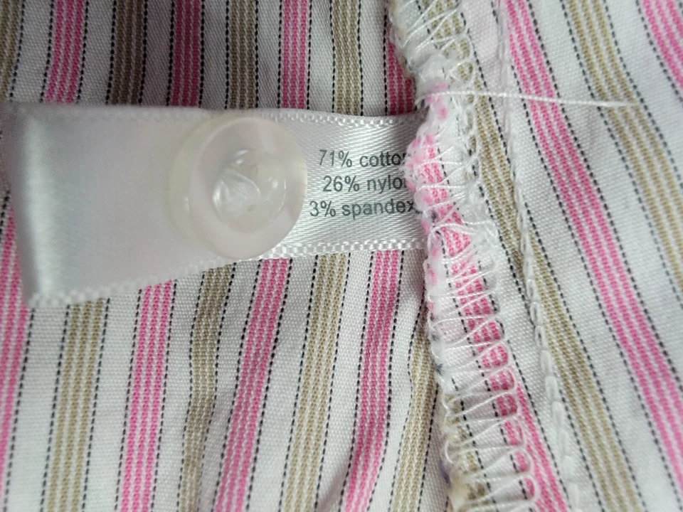 Moda Bug Mujer Camisa Top Blusa Talla 1X Rosa Marrón Blanco Rayas Foto 3 de 4