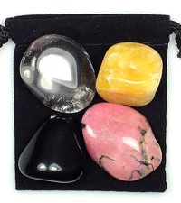 JOINT REPAIR Tumbled Crystal Healing Set = 4 Stones + Pouch + Description