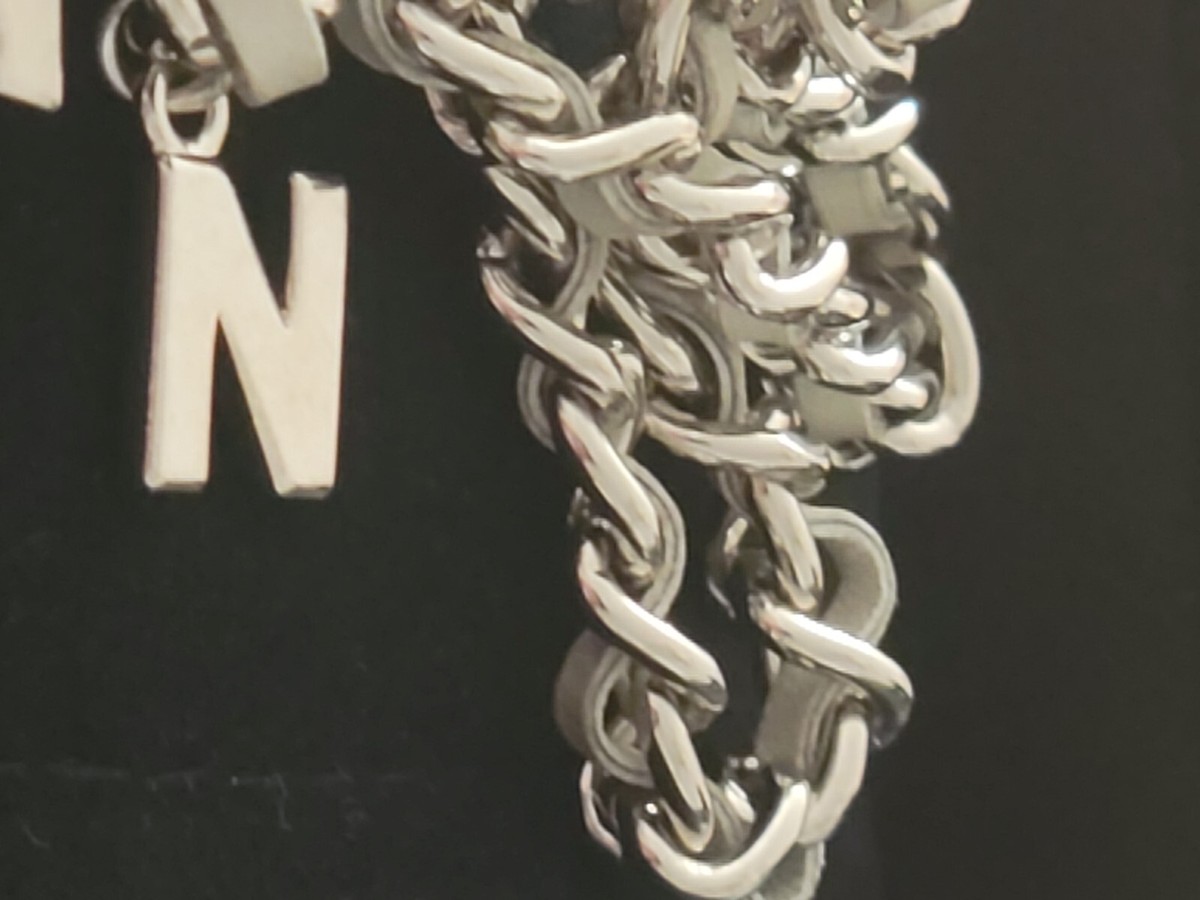 AUTH VINTAGE CHANEL LOGO LETTERING CHARMS SILVER CHAIN GRAY AUTH VINTAGE CHANEL LOGO LETTERING CHARMS SILVER CHAIN GRAY