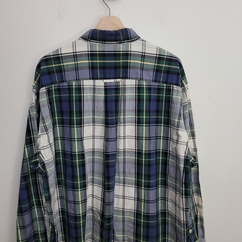 Orvis Mens Plaid Button-Up Shirt Long Sleeve Green Blue Check Plaid Casual XL - Picture 5 of 8