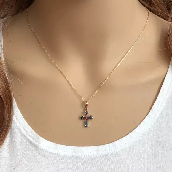 14k gold sale mini cross necklace