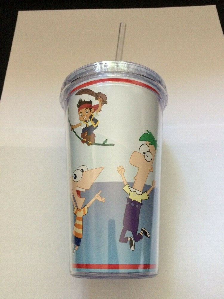 16oz BPA-Free Reusable Tumbler with Straw - Phineas & Ferb Design