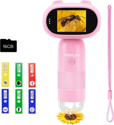TOMLOV P30 Microscope for Kids, Portable 1000X 2 LCD Digital Microscope for
