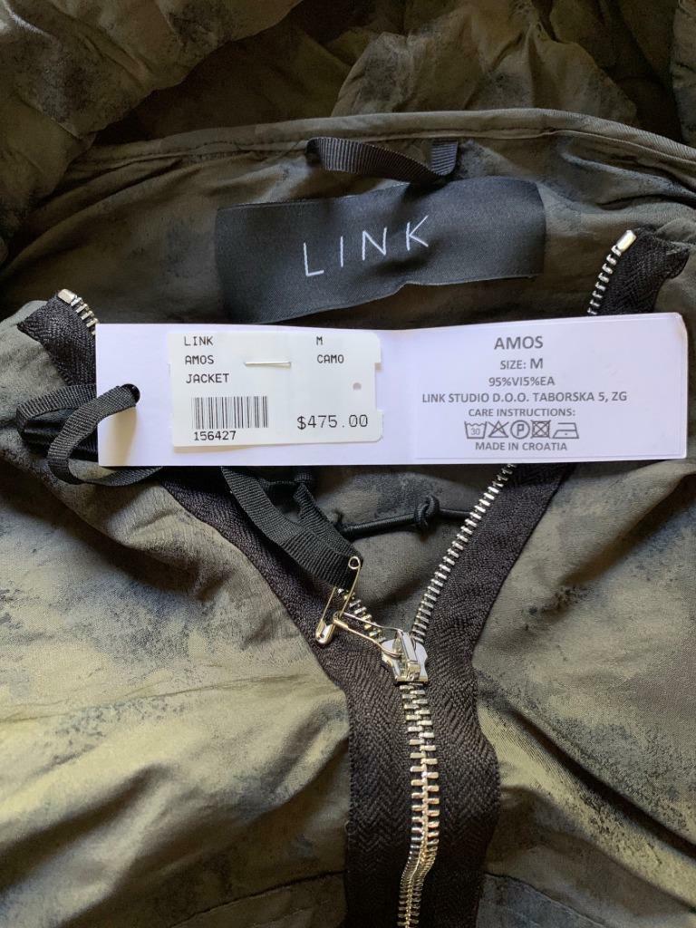 Veste Bomber Capuche Camouflage Vert Armée LINK - Imperméable - Taille M - Neuf Avec étiquette (petit Défaut)