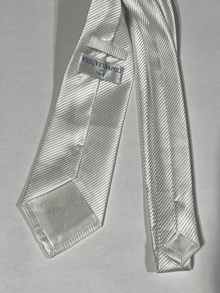 Corbata a rayas blancas Vesuvio Napoli para hombre NUEVA Foto 2 de 4