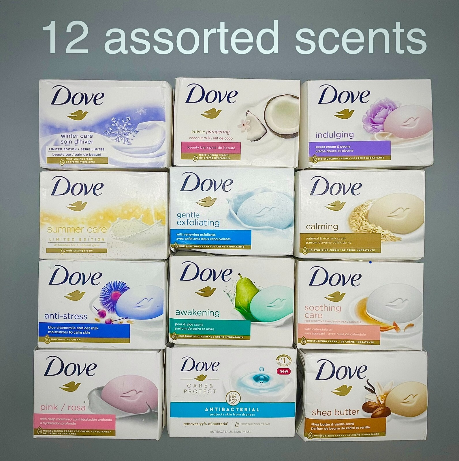Dove Moisturizing Bar Soap Assorted Cleanser Bars Scents May Vary 12PK