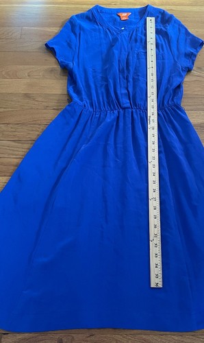 Joe Fresh Women's Blue Silk Shirtdress Shell Shirt Sleeve W/ Pockets Size 6 - Picture 7 of 11