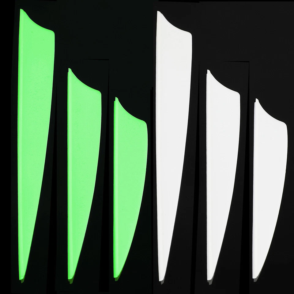 50X Archery Arrow Vanes 1.75" 2" 2.5" 3" 4"Glow in Dark Rubber Feather Shaft DIY - Image 2 of 4