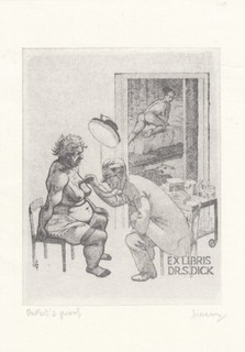 Exlibris in AK Größe Dr. S. Dick signiert