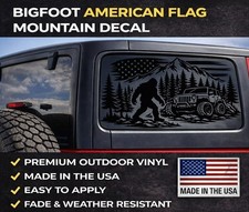 Bigfoot American Flag Wrangler Jl Rear Window Decal Mountain 2-pack