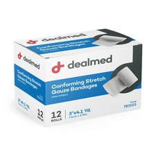 Dealmed Conforming Stretch Gauze Bandages, Non-Sterile (Options Available)