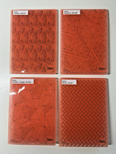 Sizzix Lot 4 Embossing Folders 3D Textured - Woven Feathers Geometric Triangles