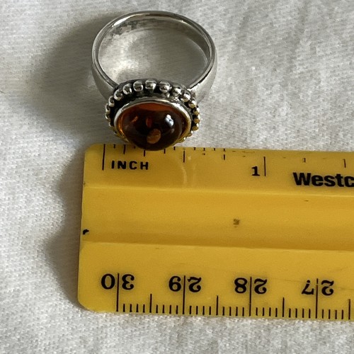 Vintage Sterling Silber Cabochon Bernstein Damen Ring - Bild 12 von 13