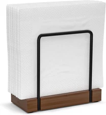 Napkin Holder for Table, Bamboo Iron Standing Napkin Dispenser for Dining Table 