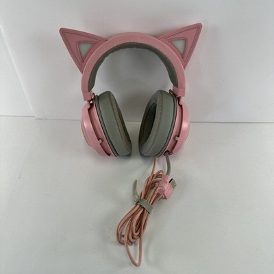 Razer Kraken Kitty Edition RGB USB Wired Gaming Headset Quartz Pink Tested