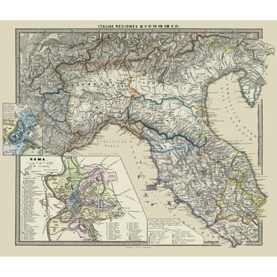Historic Map - Italy Northern Regions - Spruner 1865 - Vintage Wall Art