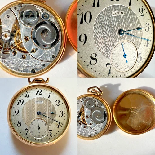 Antique Elgin Open Face Gold Filled Hunter Pocket Watch w/ Arabic Numeral