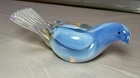 Vintage hand blown Italian Murano opal glass bird sculpture figure gold flek