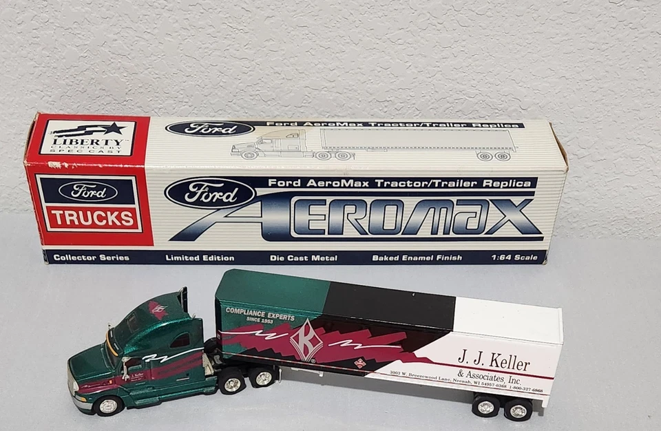RARE JJ Keller 1/64 LE Ford Aeromax Tractor Trailer Liberty Classics Collector - Image 2 of 4