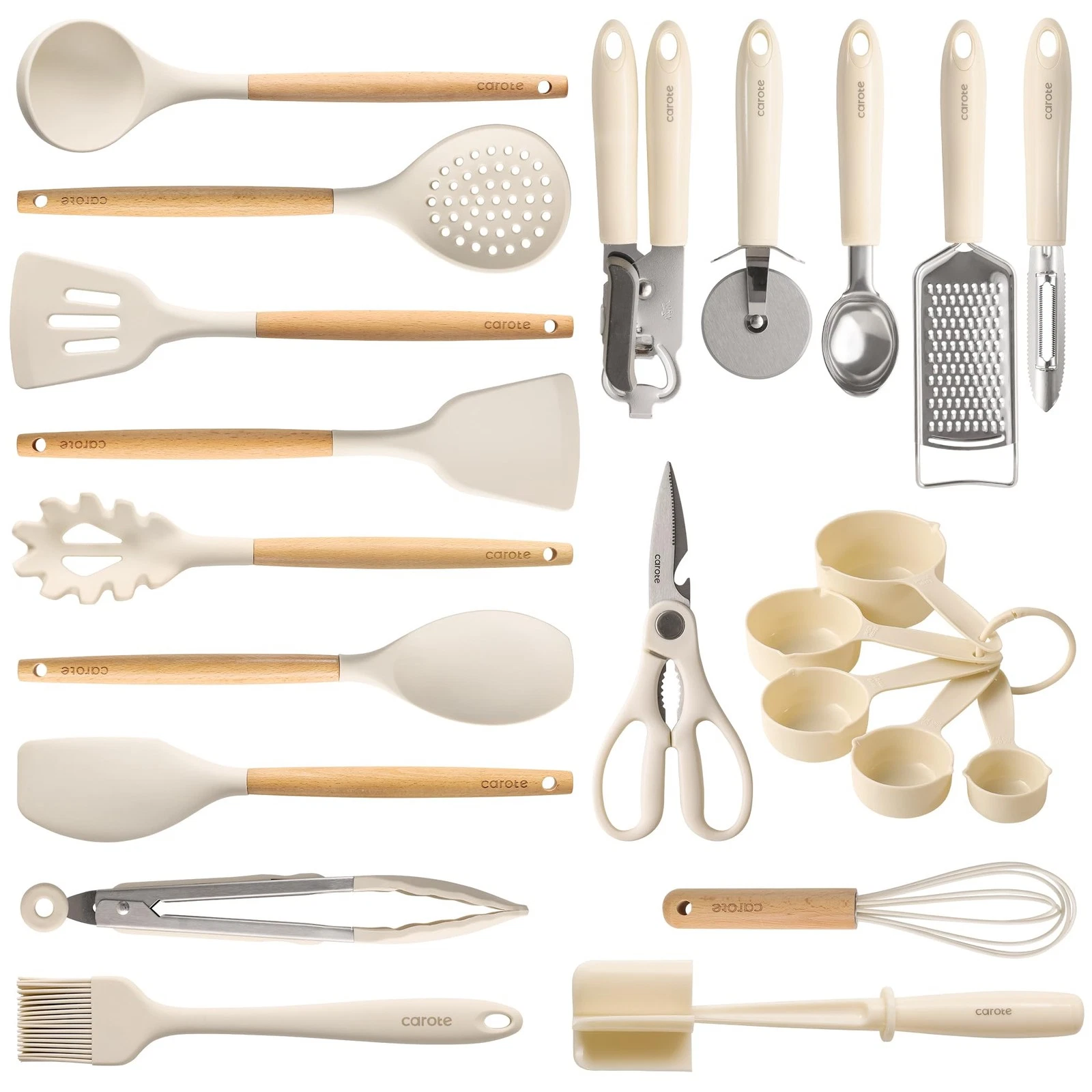 22pcs Silicone Cooking Utensils Set, 446°F Heat Resistant Kitchen Utensils Ga...