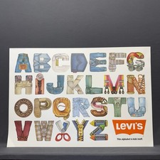 Vintage 1970s Levis Kid Stuff Alphabet ABC Poster Strauss Jeans Denim Ad 31x21