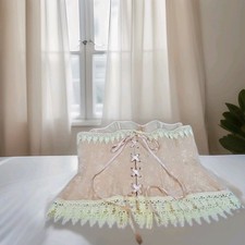 Corset -Light Pink Tie Up Hooks With Lace Trim Size 4X Victorian Style