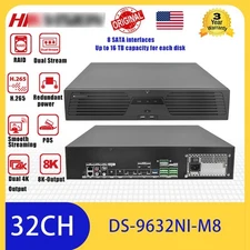 Original 32CH 8K NVR DS-9632NI-M8 32MP NVR 8 SATA 128TB Deep Learning 2 HDMI