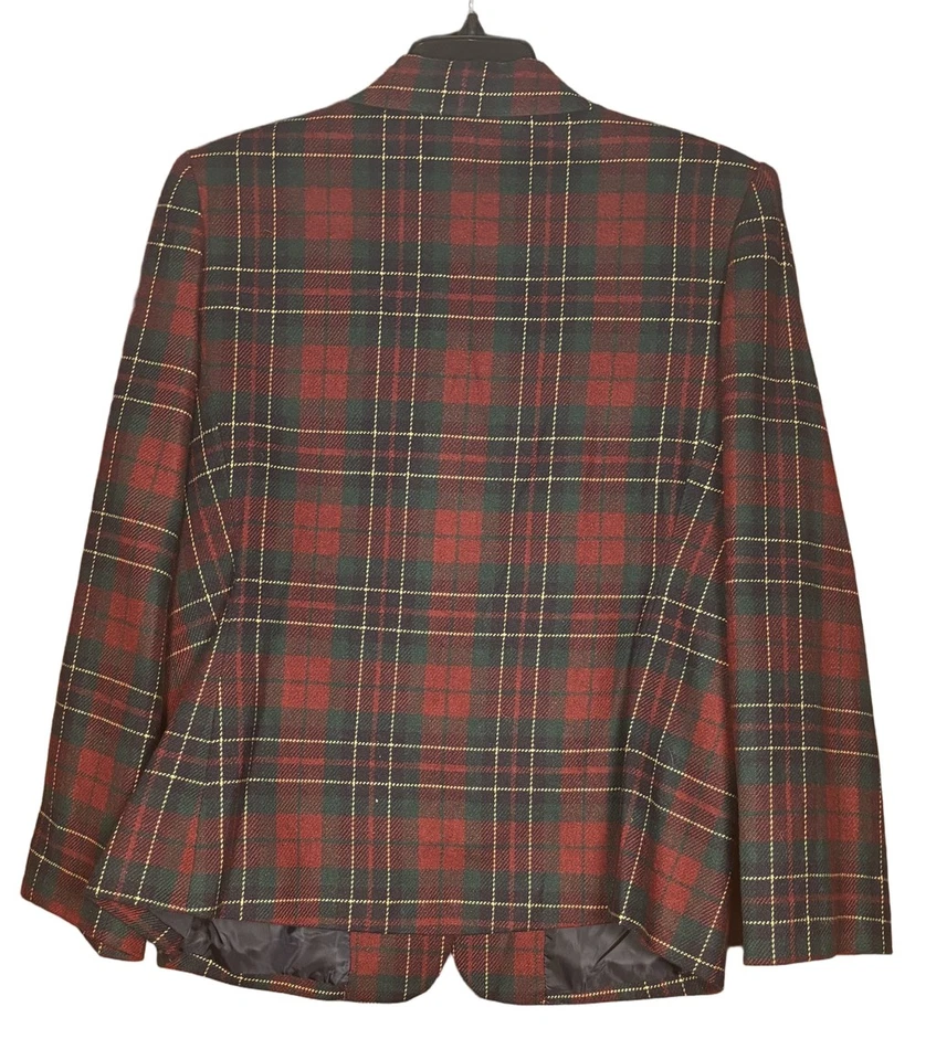 Blazer vintage Sag Harbor tartán a cuadros muesca solapa bolsillos delanteros multicolor W 16 Foto 4 de 4