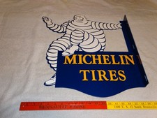 Vintage Michelin Tires Bibendum Man 20 Porcelain Metal Gasoline Oil Flange Sign