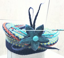 Alan Santry Fair Isle Beret Pure New Wool Scotland Multi Colored Knit Hat