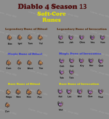 Diablo 4 S13 Season 13 Soft-core All type Runes / Rune D4