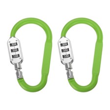 4.2 Inch Length Combination Locks, 2PCS 3 Dial Digit Combo D-Ring Locking, Green