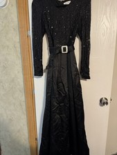 Faeriesty Large Black Sequined Long Formal Evening Gown New Year  s Eve Prom