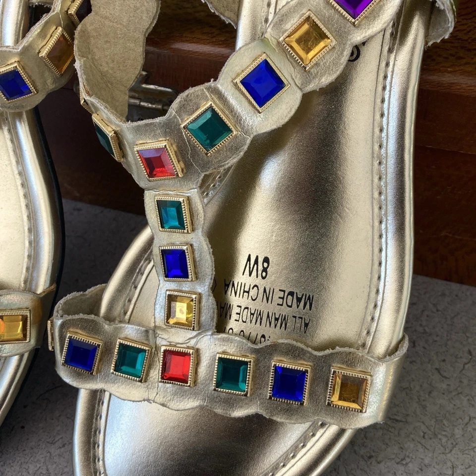 Sandalias de tacón bloque con correa en T Signals by Beacon de colección talla 8W joya dorada de colección Foto 3 de 4