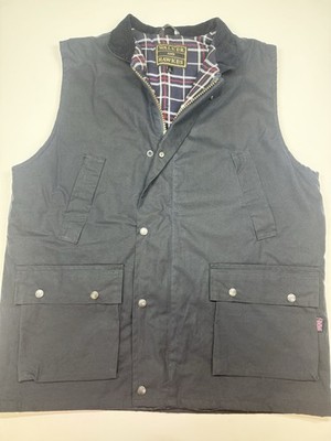 Walker & Hawkes Waxed Cotton Field Vest Mens Large Navy Made In England Hunting