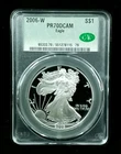 2006-W PROOF S$1 American Silver Eagle CAC PF70DCAM #7438