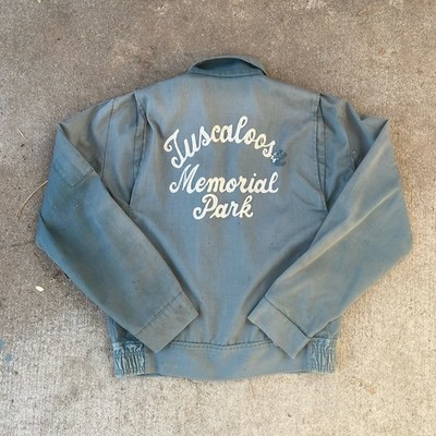 Vintage 50s 60s Big Smith Work Jacket Chainstitched Faded Large Gripper Zipper