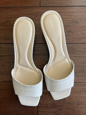 Nine West White Croc Embossed Slip-OnNine West White Croc Embossed Slip-On Mules