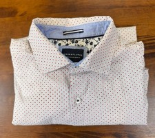 Denim  Flower Ricky Singh Button Down Shirt Mens L Red Dot Print