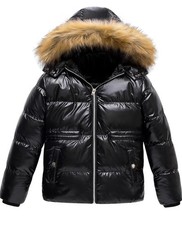 CREATMO.US Girl's Kids 4/5 Metallic Shiny Jacket with Detachable Fur Collar